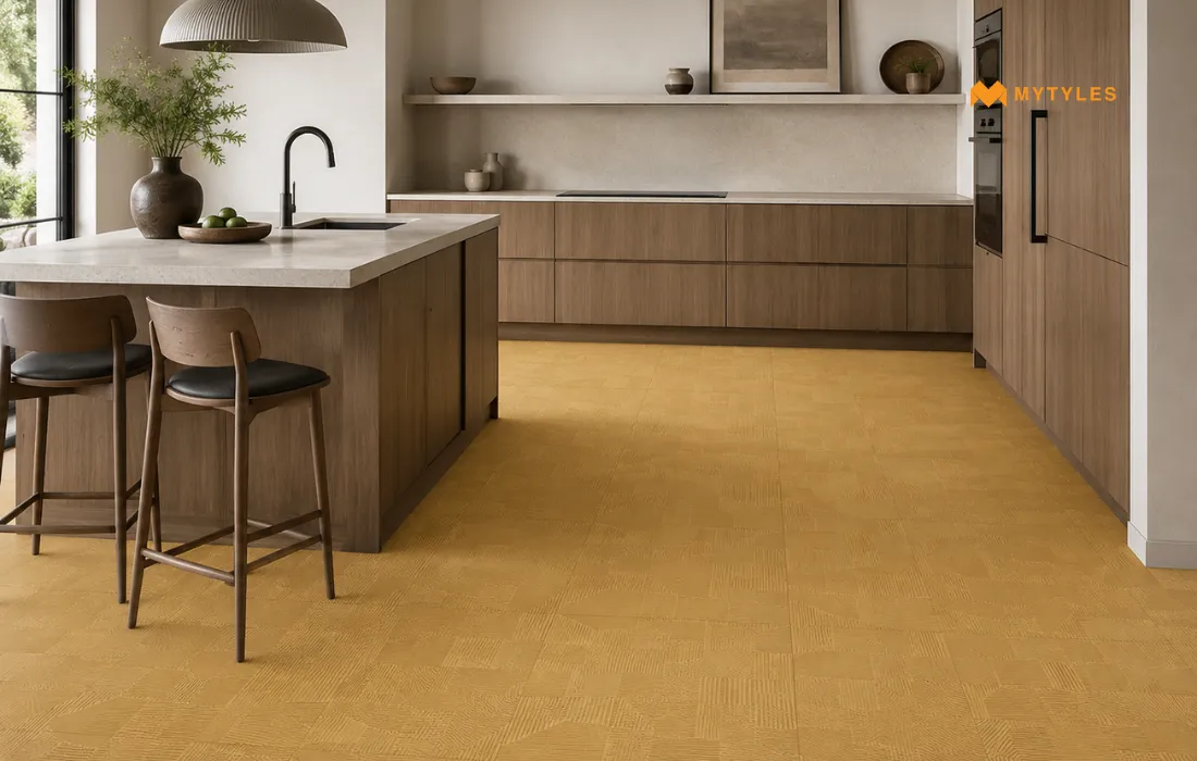 Matt tiles in kitchen floor